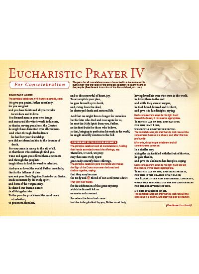 EUCHARISTIC PRAYER 4 - CONCELEBRANT CARD | FAITH Catholic ...